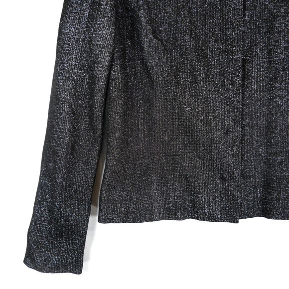 BCBG Max Azria Women's Black Sliver Shiny Blazer Collarless Size L - Picture 5 of 15